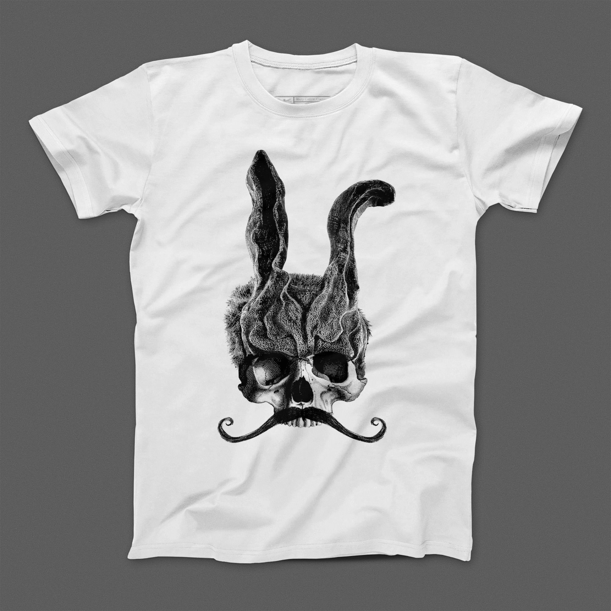 Skull with Bunny Ears and Mustache Graphic T-Shirt