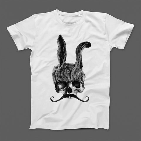Skull with Bunny Ears and Mustache Graphic T-Shirt