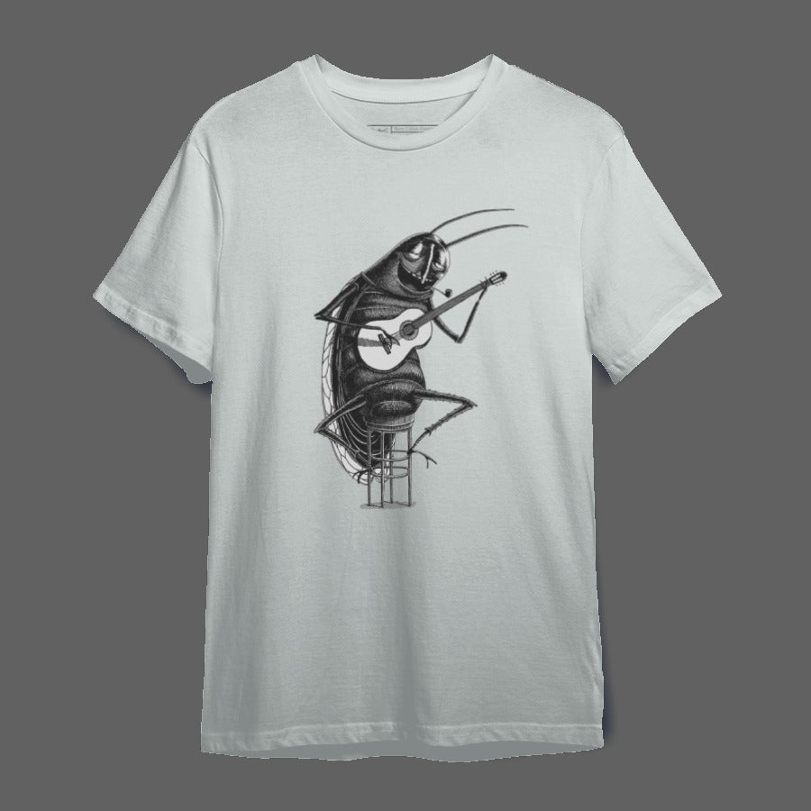 Funny Insect Playing Guitar Printed T-shirt