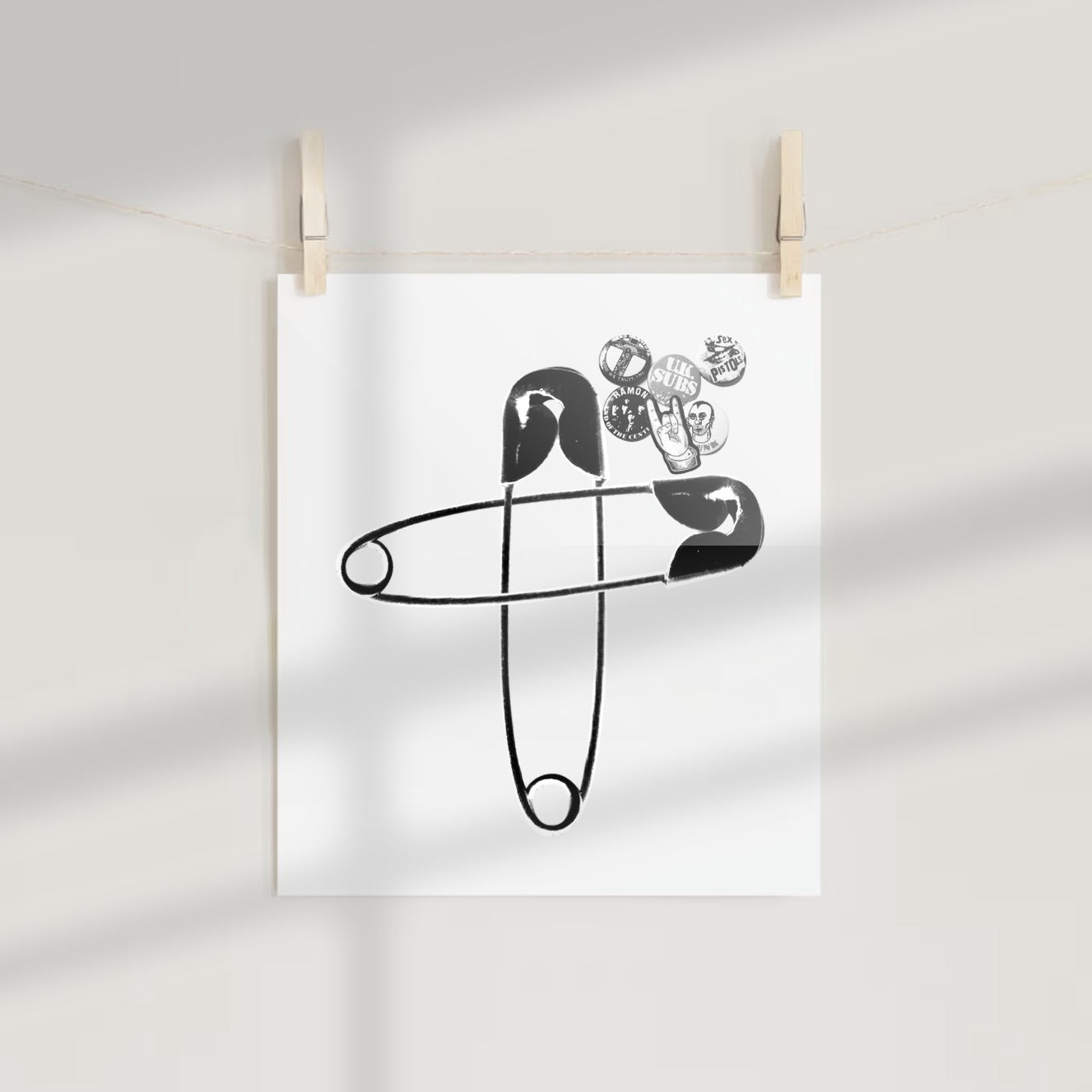 Safety Pin and Patches Artistic Print Poster