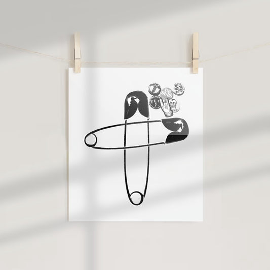 Safety Pin and Patches Artistic Print Poster