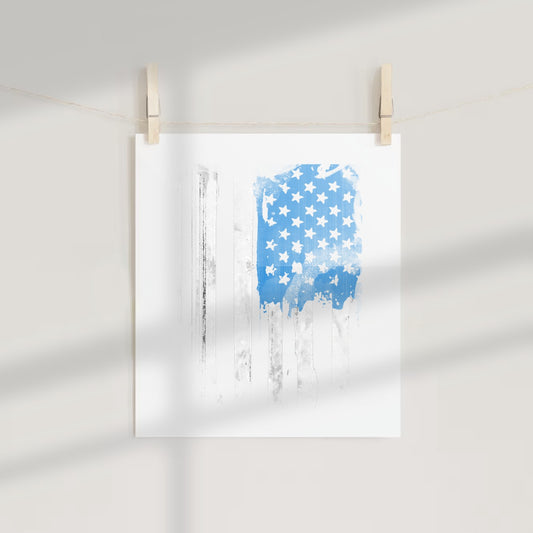 American Flag Art Print with Hanger Wall Decor