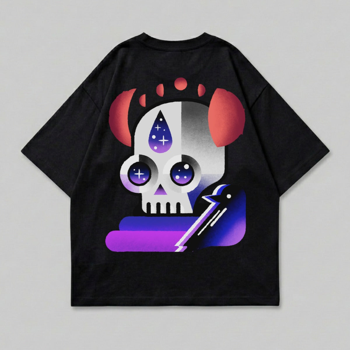 Stylized Skull Purple Bird Design Print product type