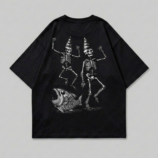Dancing Skeletons Party Hats Fish Graphic Black product type