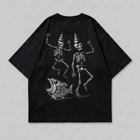 Dancing Skeletons Party Hats Fish Graphic Black product type