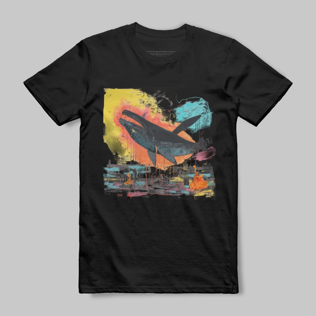 Vibrant Whale Splash Design Men T-Shirt