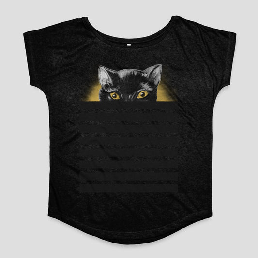 Black Cat Design with Yellow Eyes Shirt
