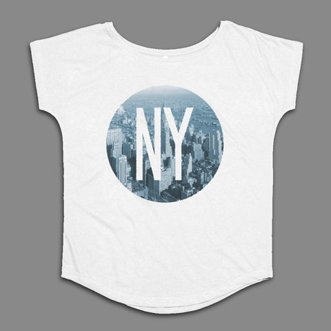 NY Skyline Graphic Print Women's Short Sleeve Shirt