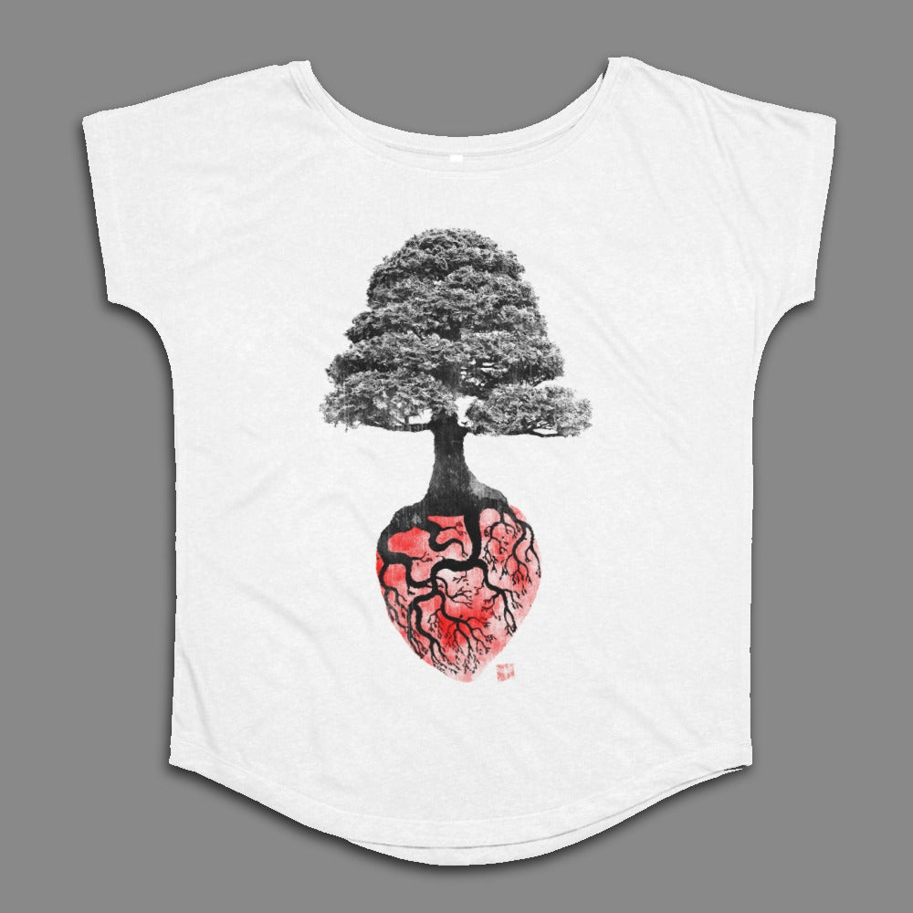 Tree Heart Design Artistic Graphic White Shirt