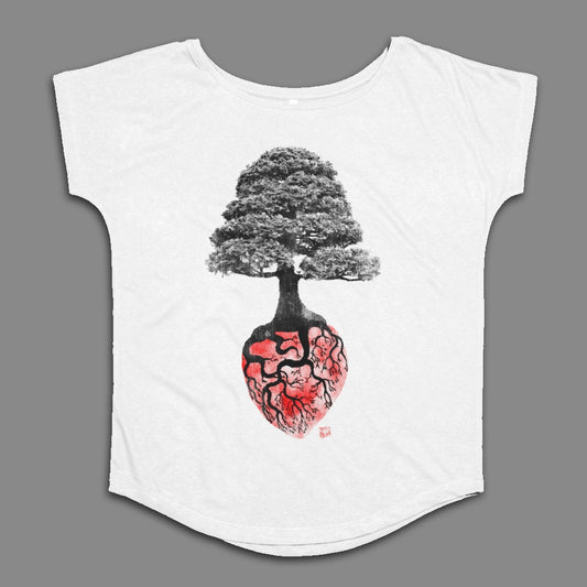 Tree Heart Design Artistic Graphic White Shirt