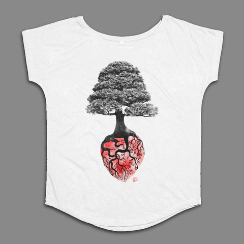 Tree Heart Design Artistic Graphic White Shirt