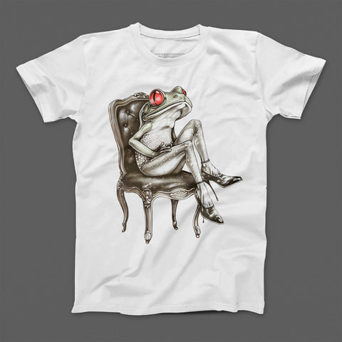 Cool Frog Sitting on Vintage Chair T-shirt Product