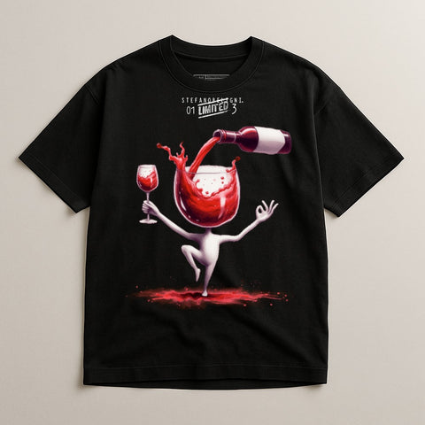 Unique Dancing Glass of Wine Artistic Graphic Tee