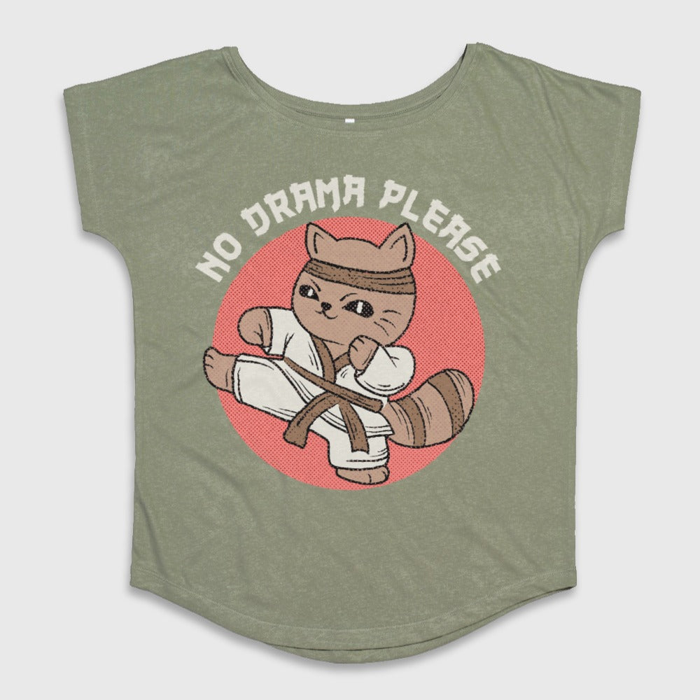 No Drama Please Karate Cat Graphic Tee