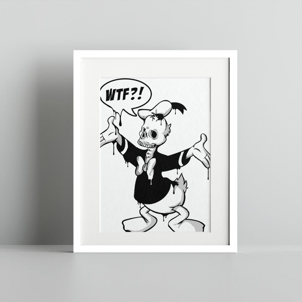 Quirky Donald Skeletal Character Art Print for Home Decor