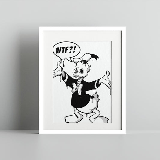 Quirky Donald Skeletal Character Art Print for Home Decor