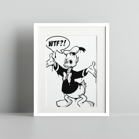 Quirky Donald Skeletal Character Art Print for Home Decor