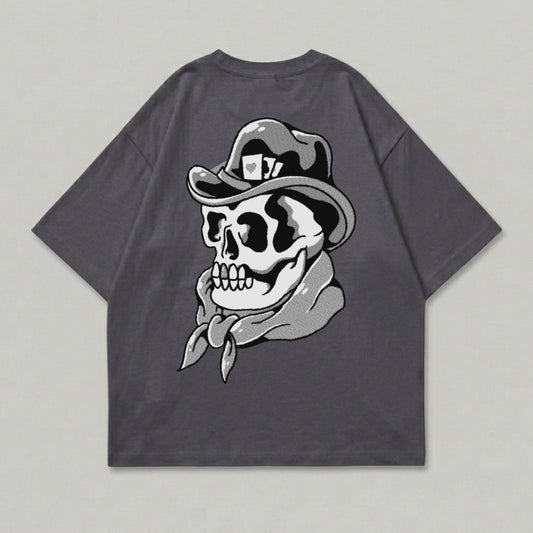 Comic Style Skull Cowboy Hat Bandana Grey Apparel product type