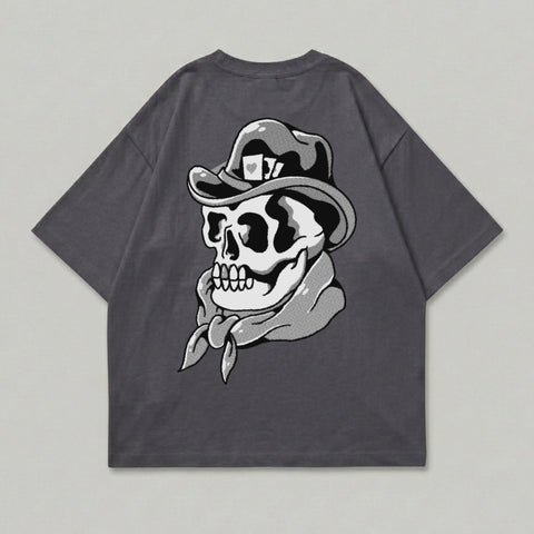 Comic Style Skull Cowboy Hat Bandana Grey Apparel product type