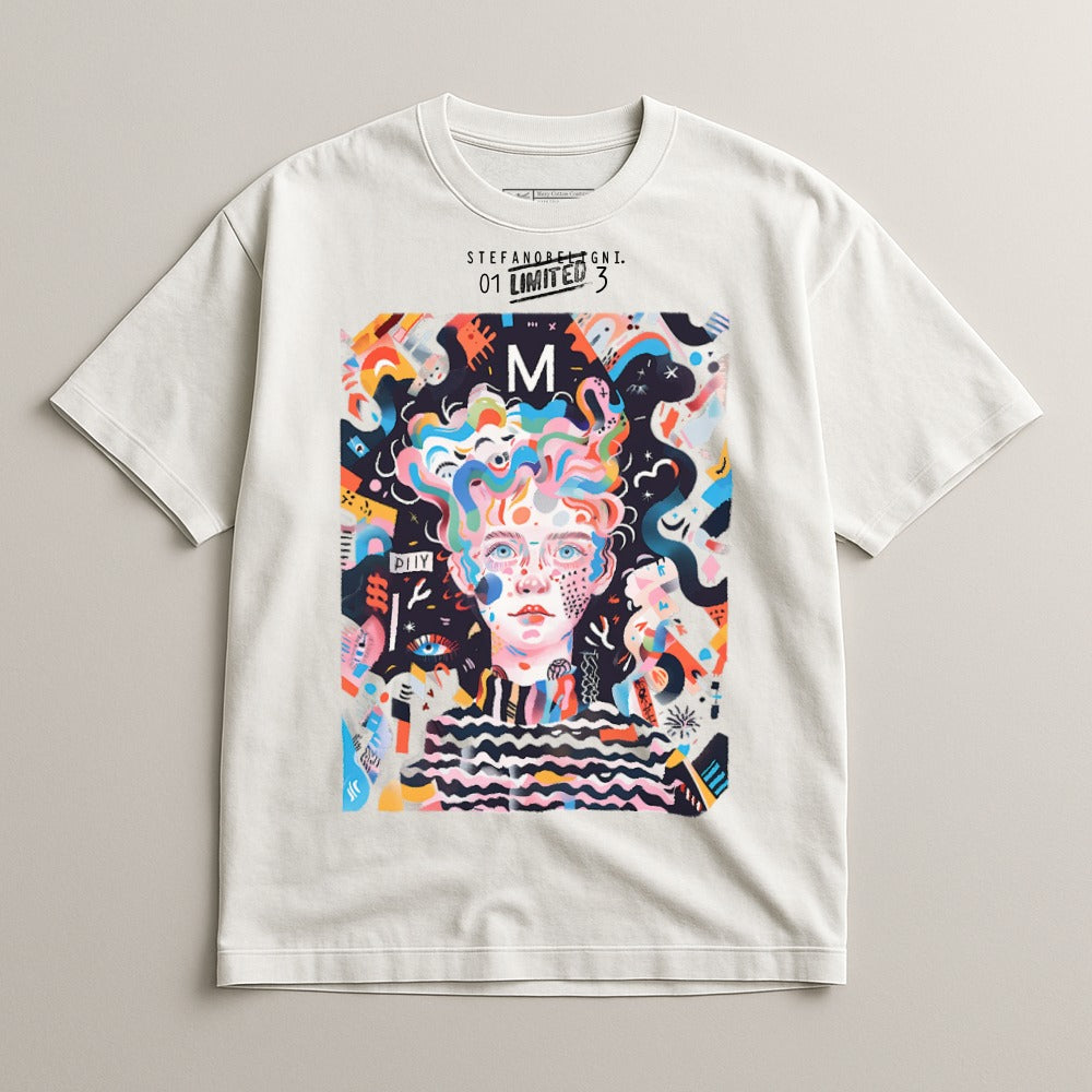 Colorful Abstract Portrait Graphic Printed T-Shirt