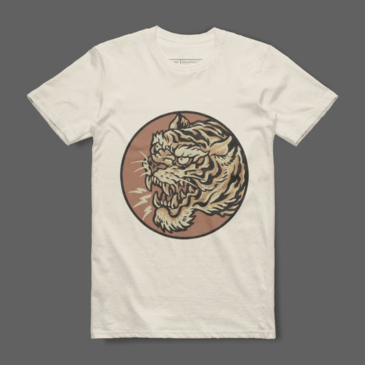 Fierce Tiger Graphic Round Logo Premium T-Shirt