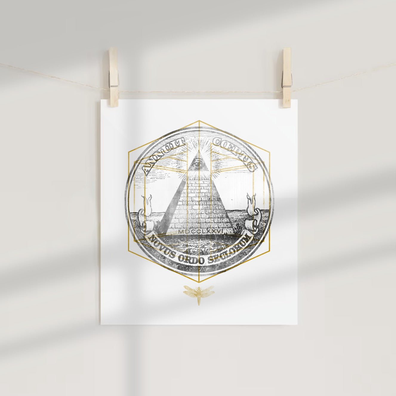 Illuminati Pyramid Symbol Artwork with Latin Phrases Poster