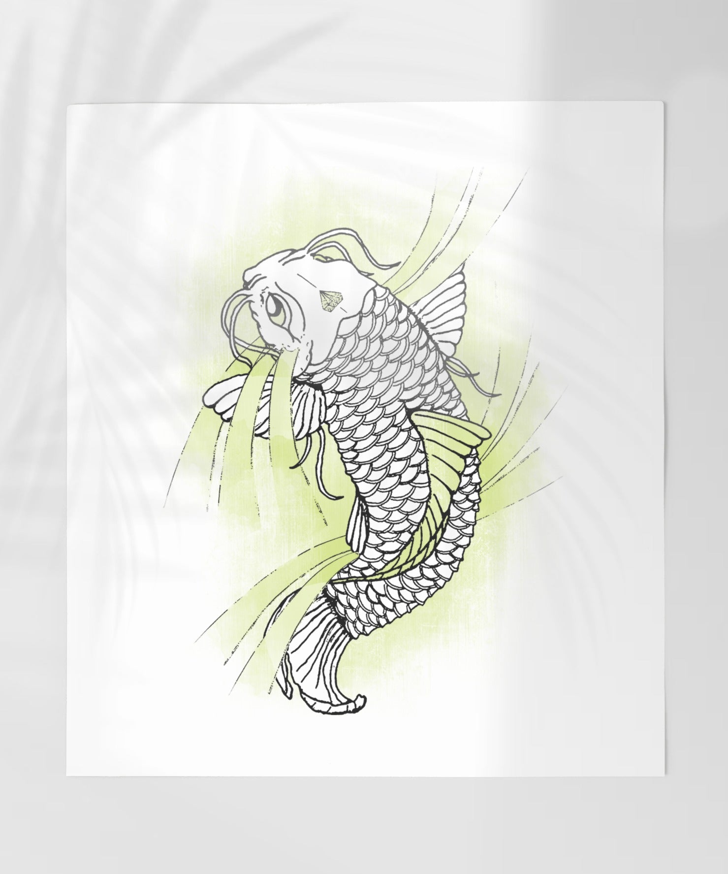 Artistic Fish Illustration with Watercolor Background print