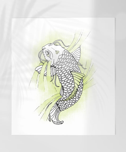 Artistic Fish Illustration with Watercolor Background print