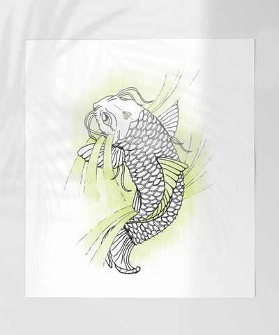 Artistic Fish Illustration with Watercolor Background print