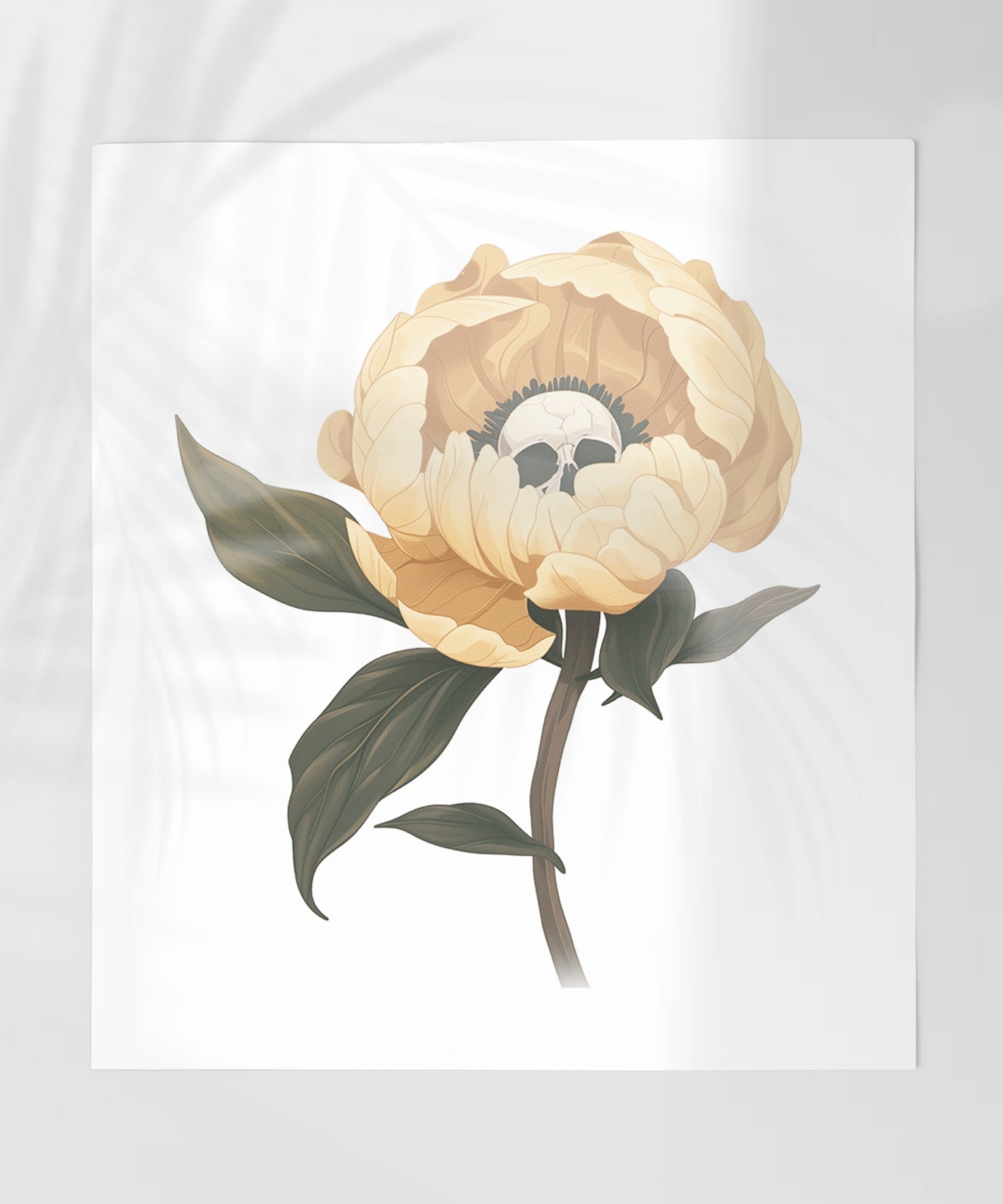 Golden Flower with Skull Art Print Poster