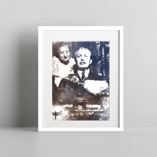 Vintage Black and White Portrait Art Print with Frame