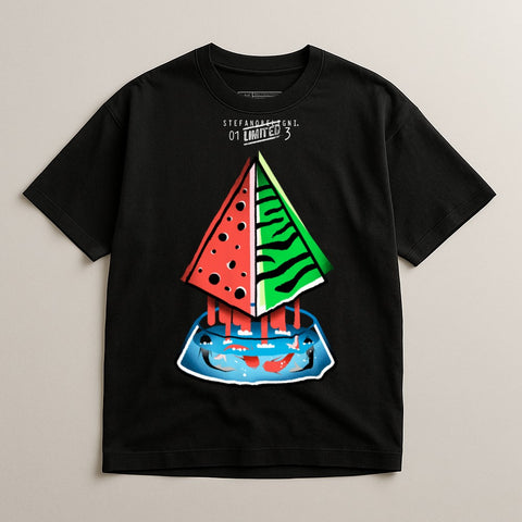Unique Graphic Tee with Colorful Fruit Design