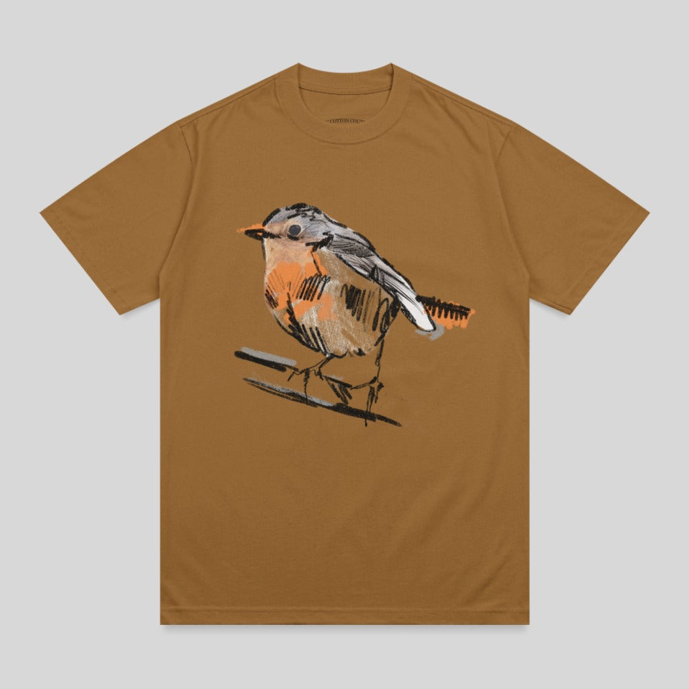 Charming bird illustration graphic design t-shirt product type
