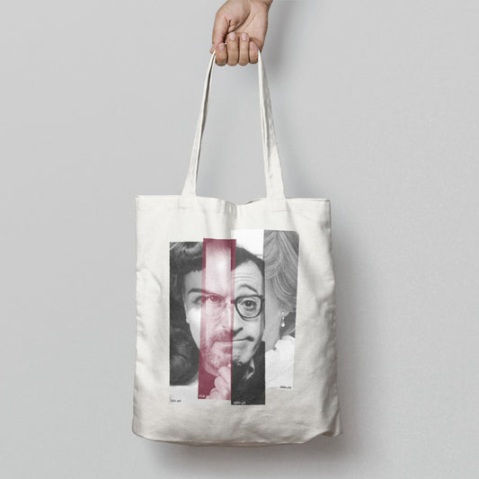 Unique Tote Bag with Artistic Face Collage Design
