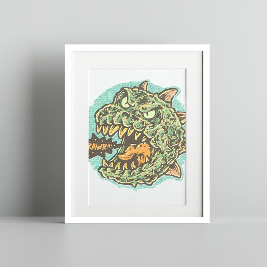 Dinosaur Rawr Comic Art with Retro Style Print
