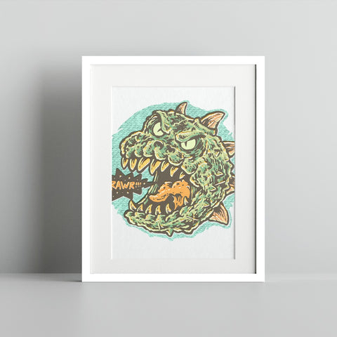 Dinosaur Rawr Comic Art with Retro Style Print