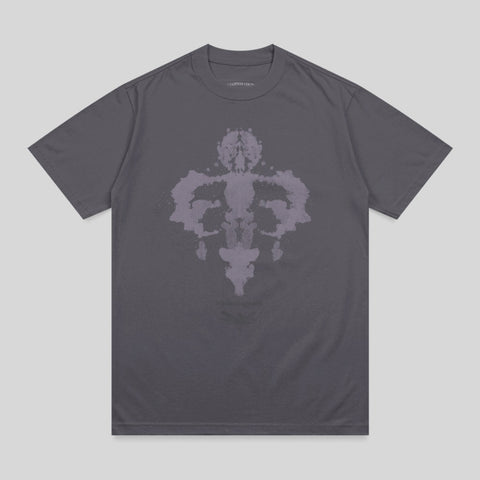 Dark gray t-shirt with Rorschach inkblot design and "Psychodiagnostic" text.