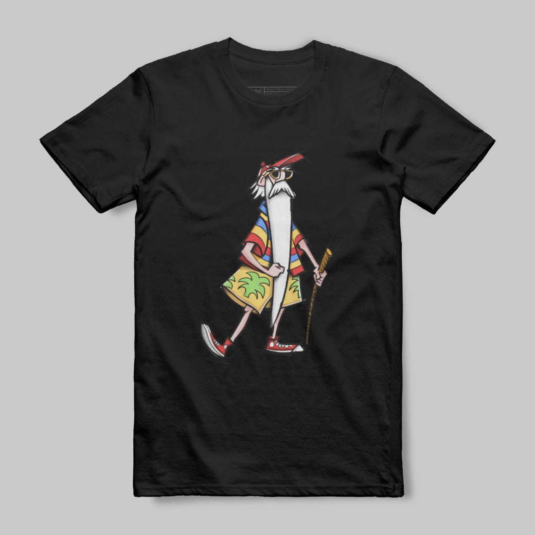 Cool Cartoon Character Printed Black T-Shirt