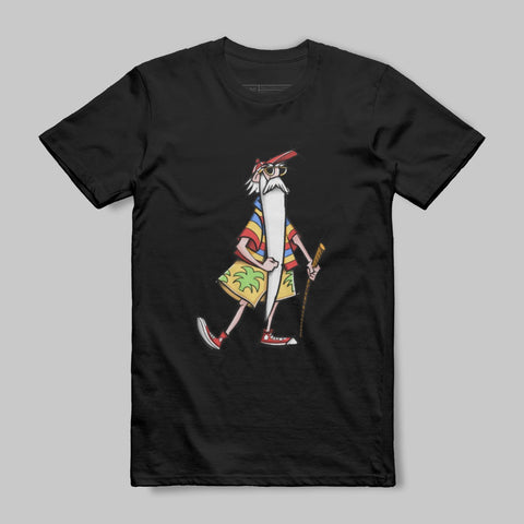 Cool Cartoon Character Printed Black T-Shirt