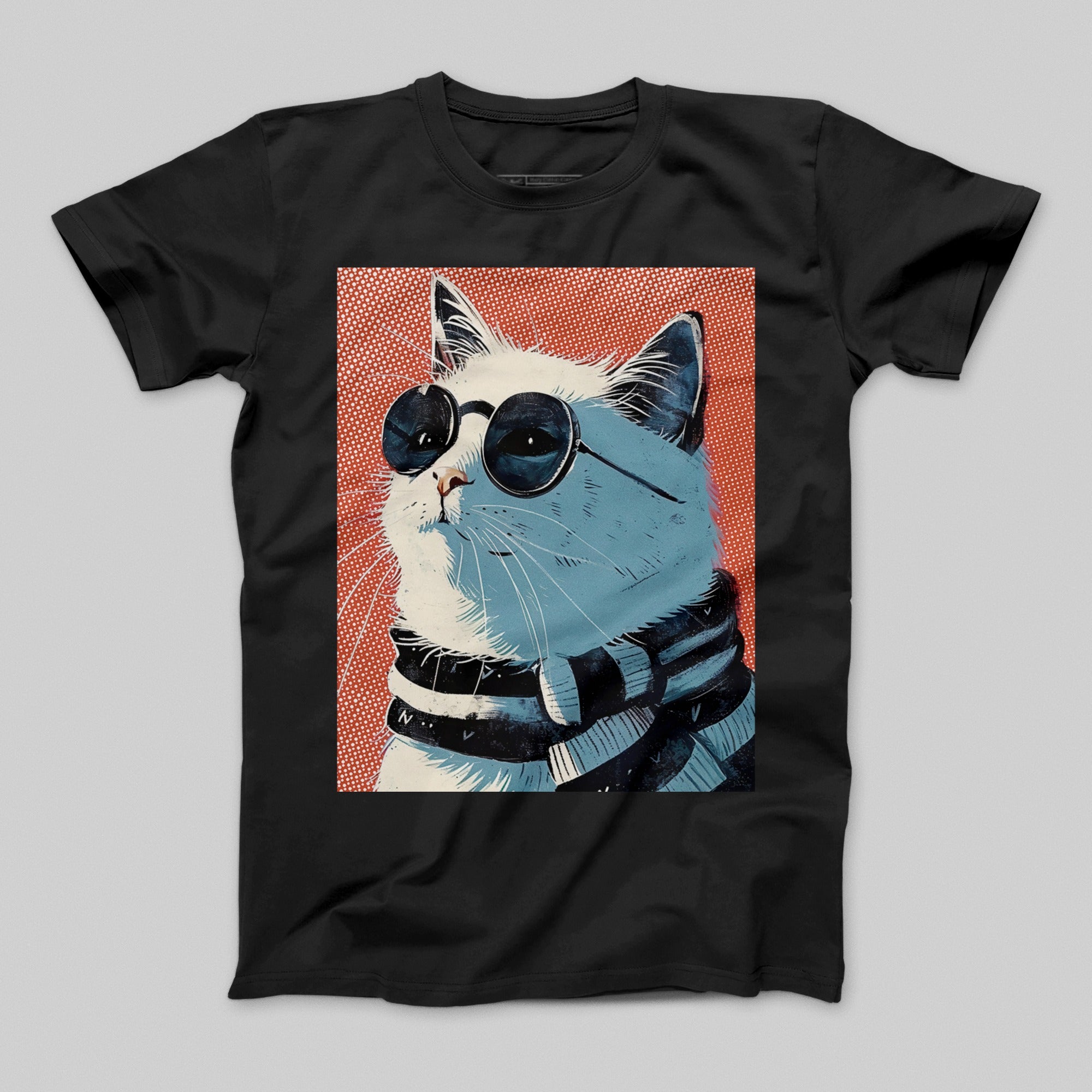 Cool Cat in Sunglasses Graphic Print T-shirt