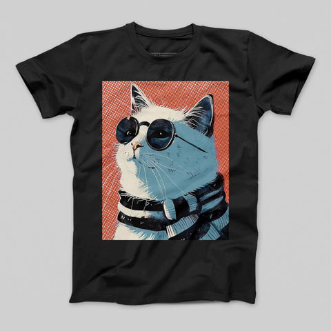 Cool Cat in Sunglasses Graphic Print T-shirt