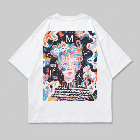 Colorful Abstract M PIIY Portrait Design Shirt product type
White T-shirt
Graphic Tee
Abstract Art
Colorful Design
Face Illustration
Artistic Shirt
Modern Art
Vibrant Print
Streetwear Style
Unisex Tee
Bold Graphic
Contemporary Fashion
Unique Print
Pop Art
Creative Design
M Logo
PIIY Text
Blue Eyes
Curly Hair Design
Abstract Shapes