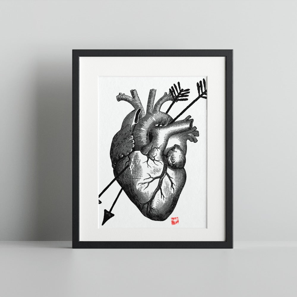 Anatomical Heart with Arrow Framed Artwork Print