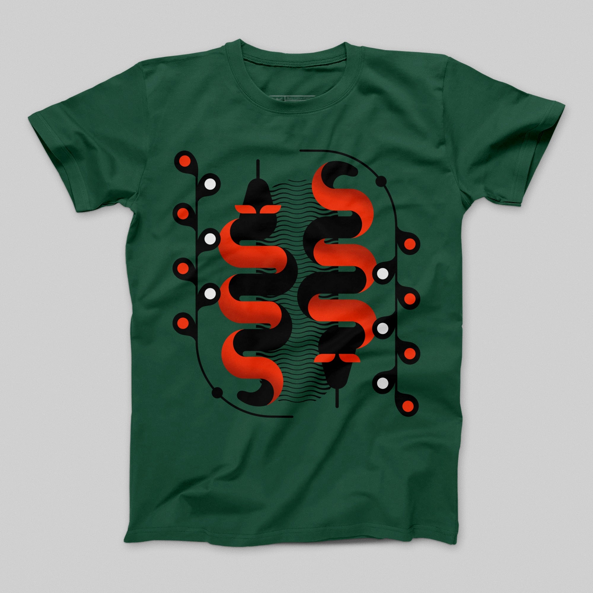 Green T-Shirt with Red and Black Graphic Design product