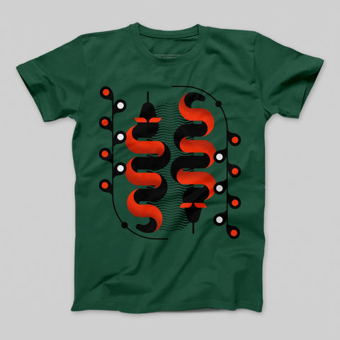 Green T-Shirt with Red and Black Graphic Design product