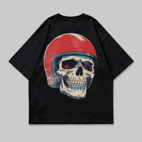 Vintage Skull Red Helmet Design Black product type