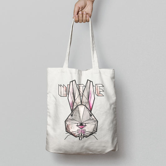 Geometric Bunny Design Tote Bag with Artistic Touch