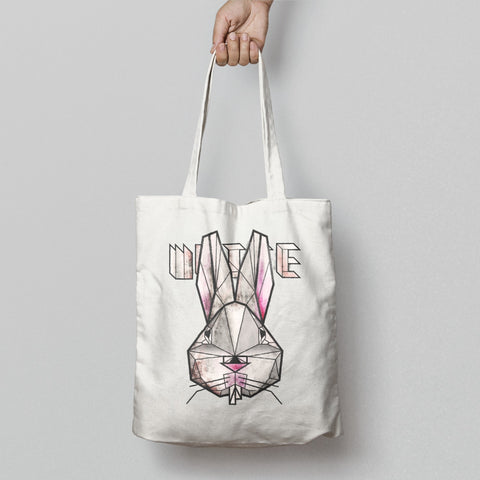 Geometric Bunny Design Tote Bag with Artistic Touch