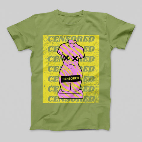 Censored Statue Graphic Tee Bold Artistic T-Shirt
