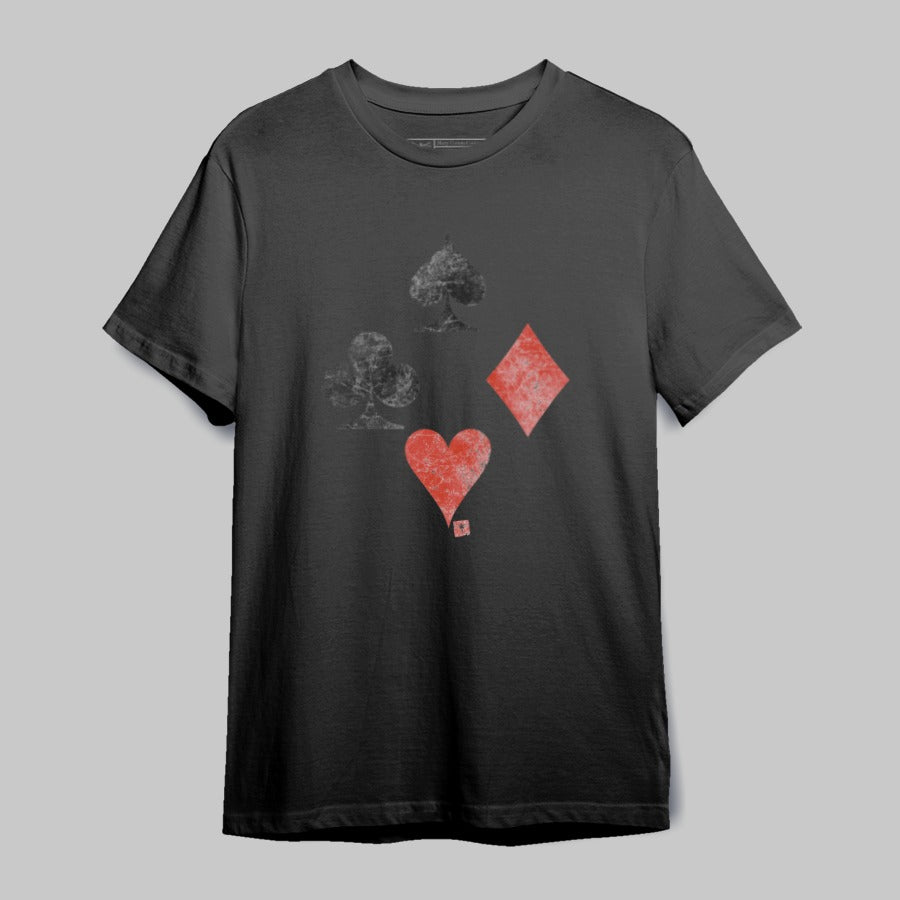 Four Faded Rustic Textured Playing Cards T-Shirt